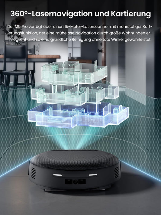 M5 Pro Robotersauger, Laser Navigation & Wischfunktion