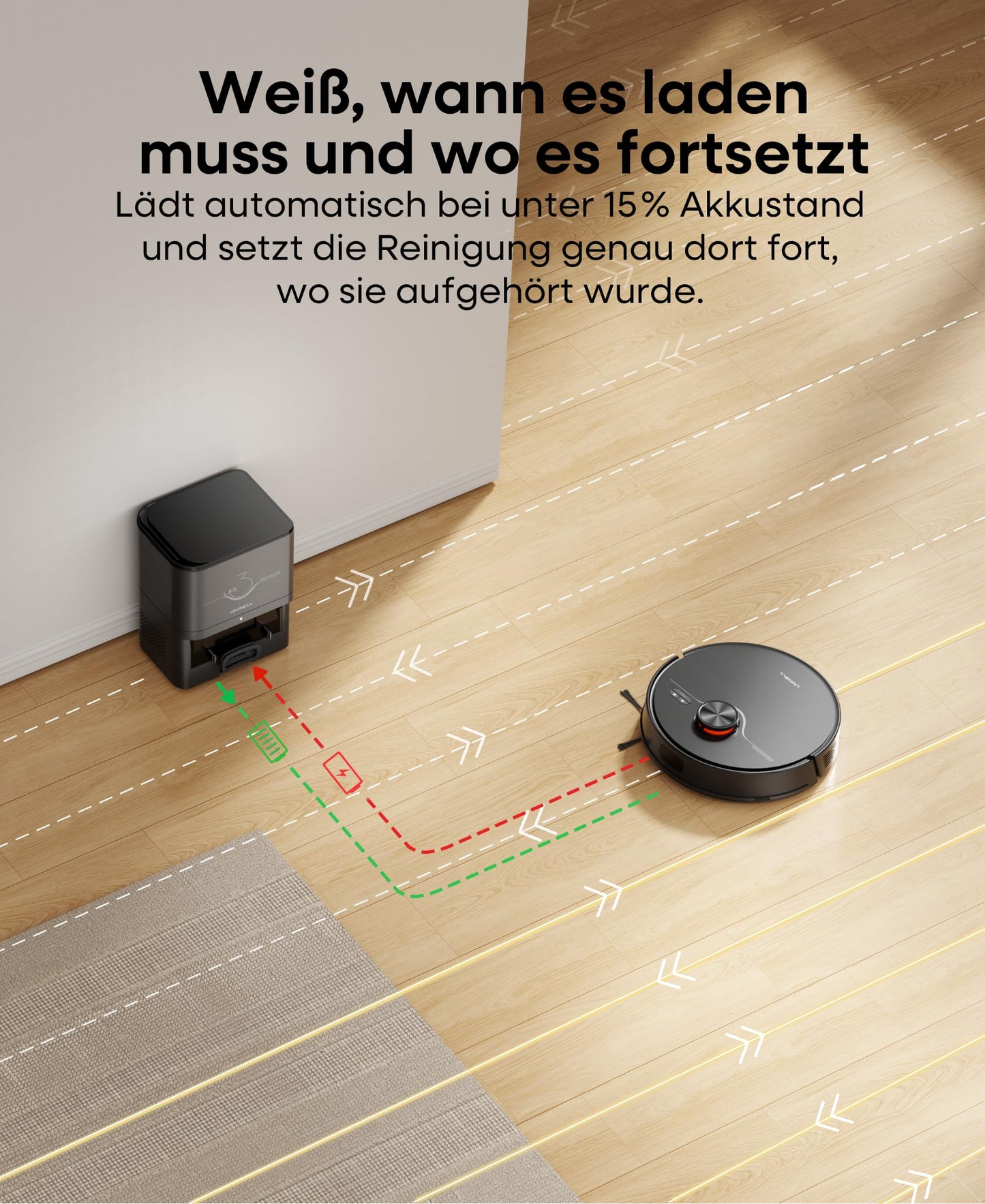 uninell Robotersauger mit LiDAR Navigation & 3,5L Station